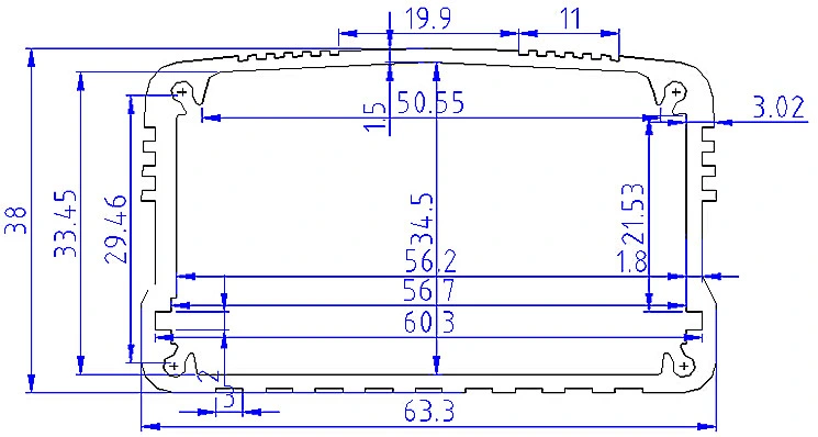 Electronic Shell Prototype Extruded Aluminum Electronic Enclosure/ Aluminum Extrusion Enclosure PCB Housing Box 63*38mm