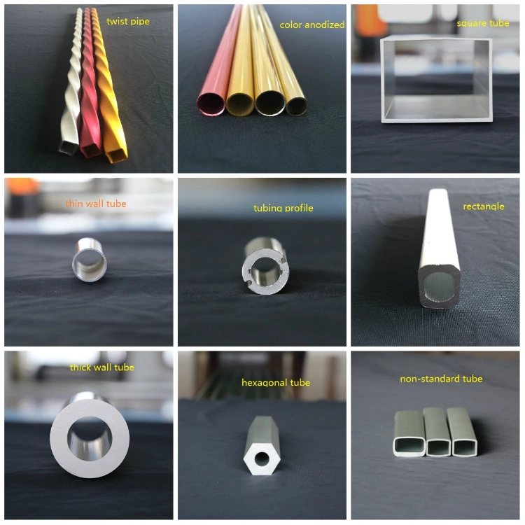 China Custom Profile Aluminum Extrusion Round/Square/Oval Extruded Tube/Tubing/Pipe/Piping